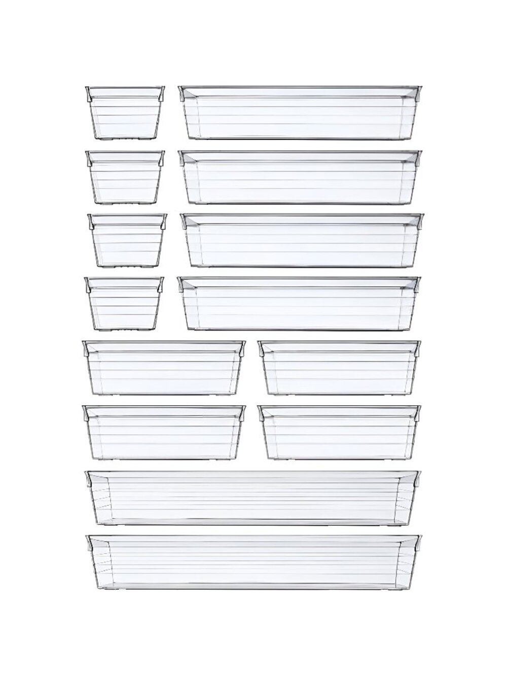 14 PCS Clear Plastic Drawer Organizer Tray